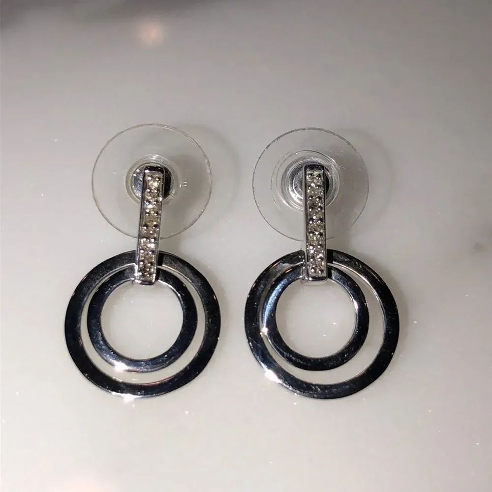 Earrings 925 silver authentic diamond drop